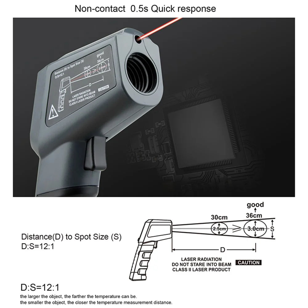 KAEMEASU KM-550AH Non-contact Temperature Measuring Gun Industrial Infrared Thermometer - 4
