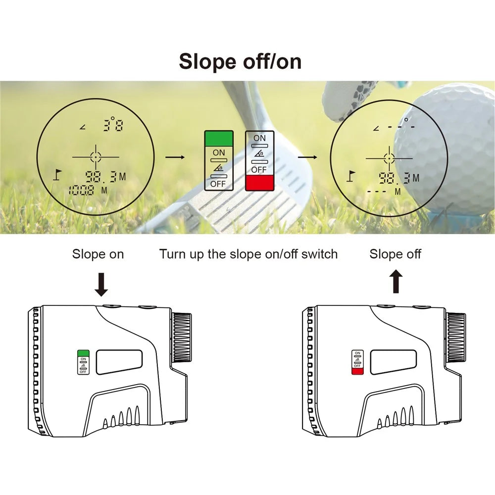 KAEMEASU KM-D450H 5-450m Laser Golfing Range Finder Built-in Battery Golf Rangefinder - Black - 5