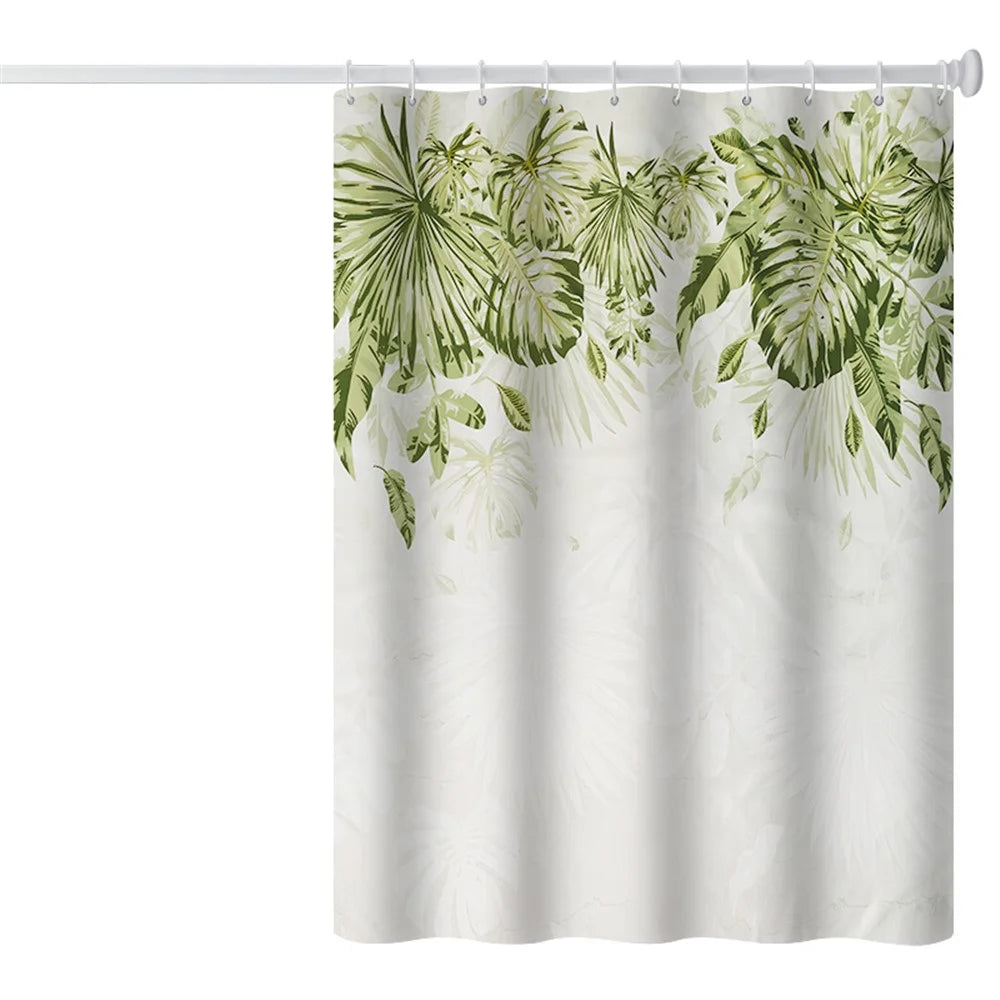 120x180cm Thicken Shower Curtain Fresh Plant Pattern Bathroom Polyester Shower Curtain - RD-02 - 1