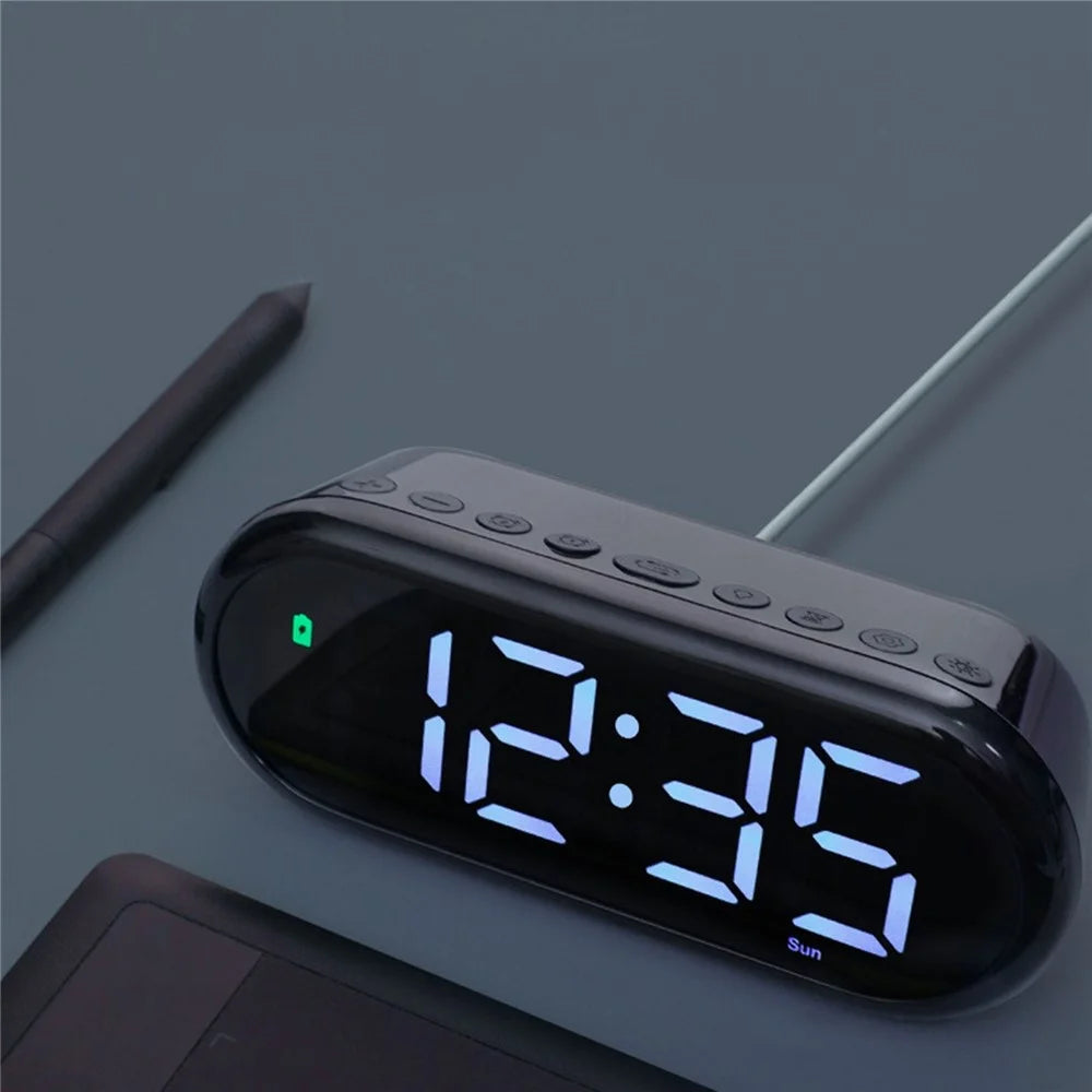 LED Large Display Digital Clock Adjustable Brightness RGB Color Changing Alarm Clock for Home - 6