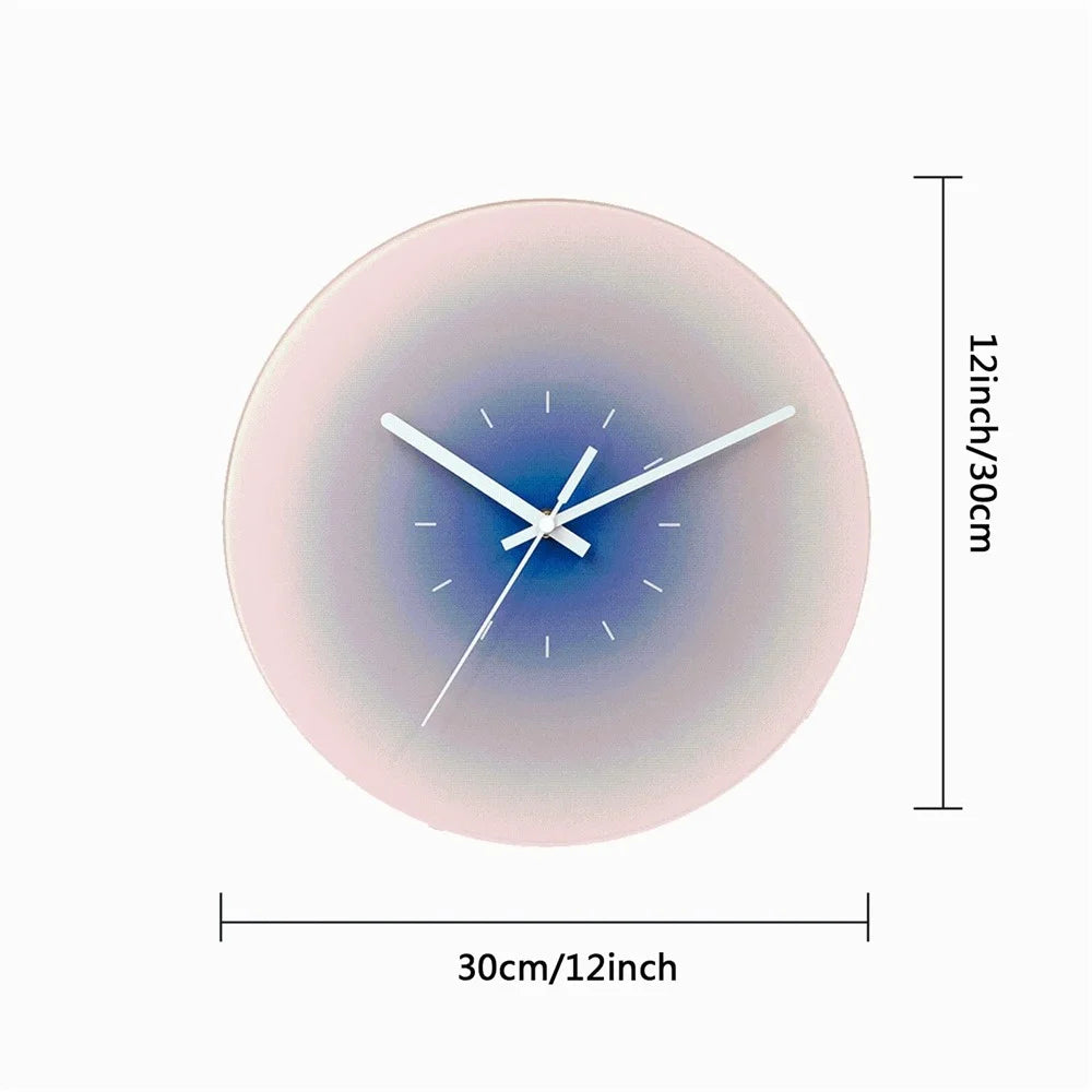 12 inch Sunset Wall Clock Silent Non-Ticking Gradient Glass Clocks for Home (No Battery) - Orange  /  No Dial Scale - 6