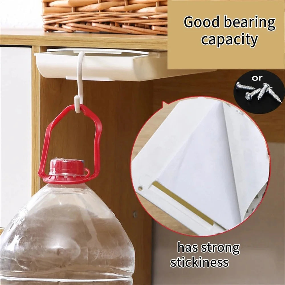 Under Desk Drawer Organizer Hidden Self-Adhesive Space Saving ABS Storage Box Size S - White - 2