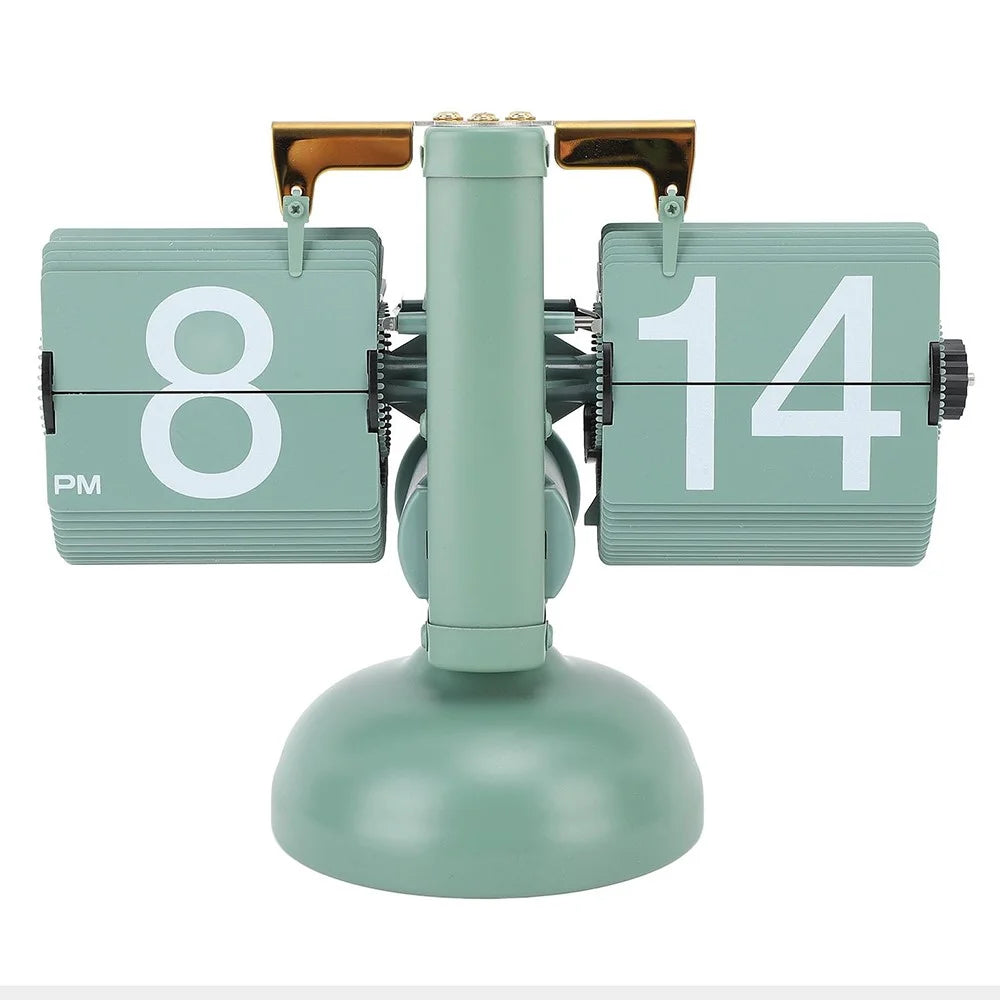 Retro Auto Flip Clock Living Room Desk Clock Balance Mechanical Flip Down Clock - Green - 1