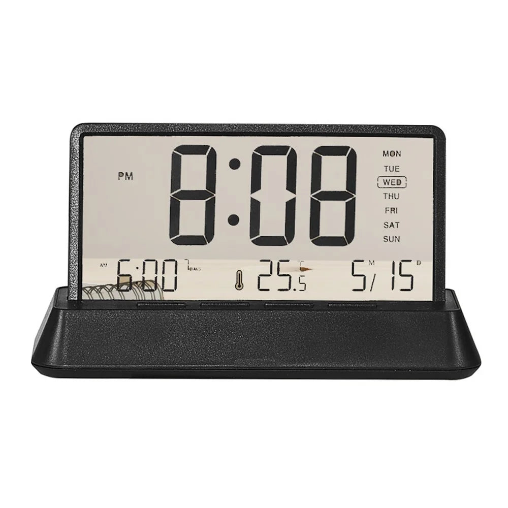 2301 LED Display Multifunction Digital Alarm Clock with Temperature Calendar Snooze Function - Black / Transparent - 1