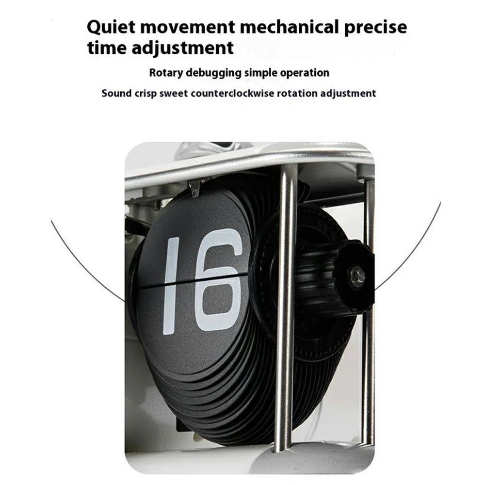 Time Flyer Flip Clock Desktop Automatic Mechanical Clock Decorative Aircraft Shaped Table Clock - White - 3