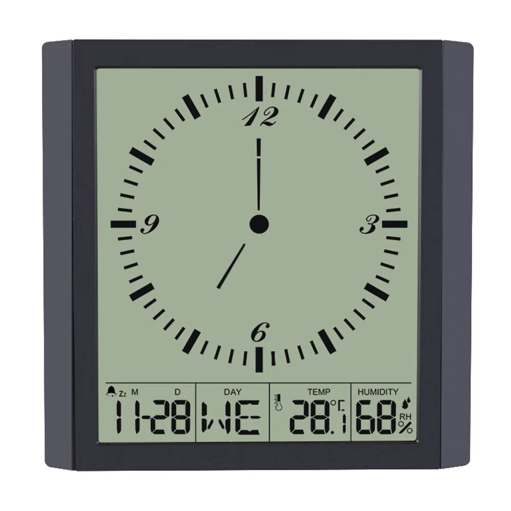 TS-8675 Multifunctional Digital Wall Clock Large Screen Display Temperature Humidity Meter Alarm Clock - 2