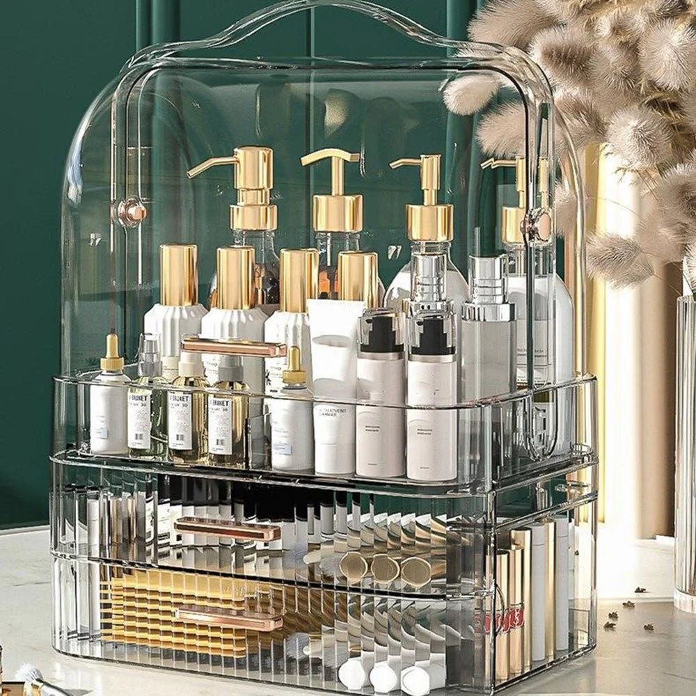 Cosmetic PET Organizer Drawer Style Dustproof Skincare Vanity Desktop Makeup Storage Box - Transparent - 2