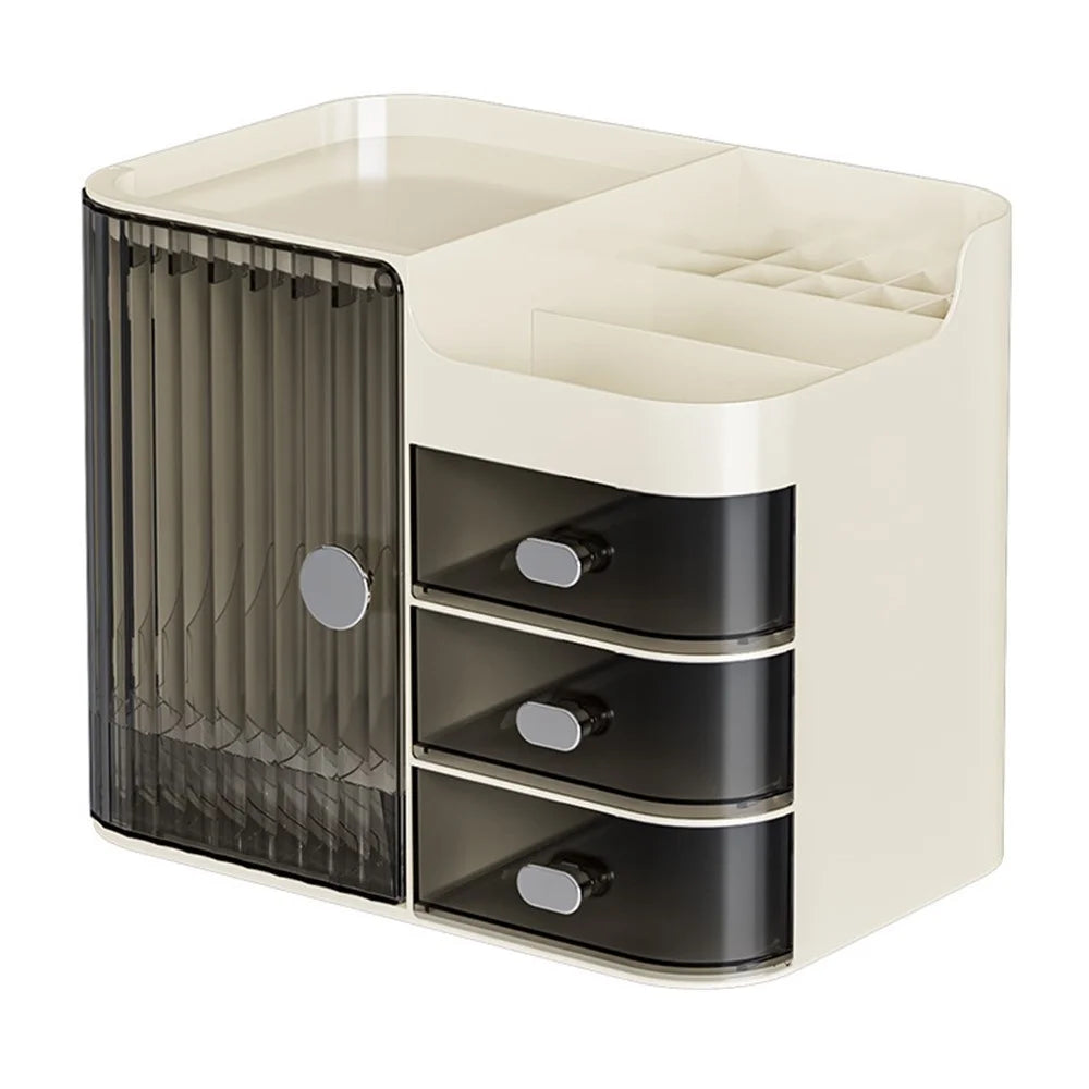 Cosmetics Skincare Storage Box Dustproof Organizer Desktop Large Capacity Lipstick Face Mask Holder - White+Grey - 1