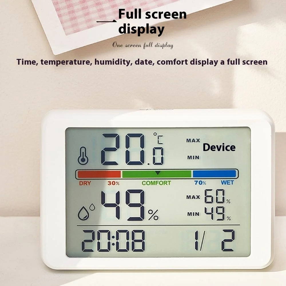 2310 Ultra Thin Magnetic Digital Clock Multi Function LCD Temperature Humidity Display Bedside Alarm Clock - White - 2