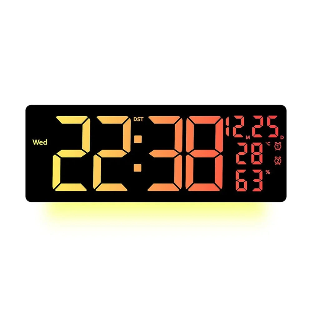 6669RGB LED RGB Color Changing Wall Clock Living Room Week Time Temperature Date Display Alarm Clock - 2