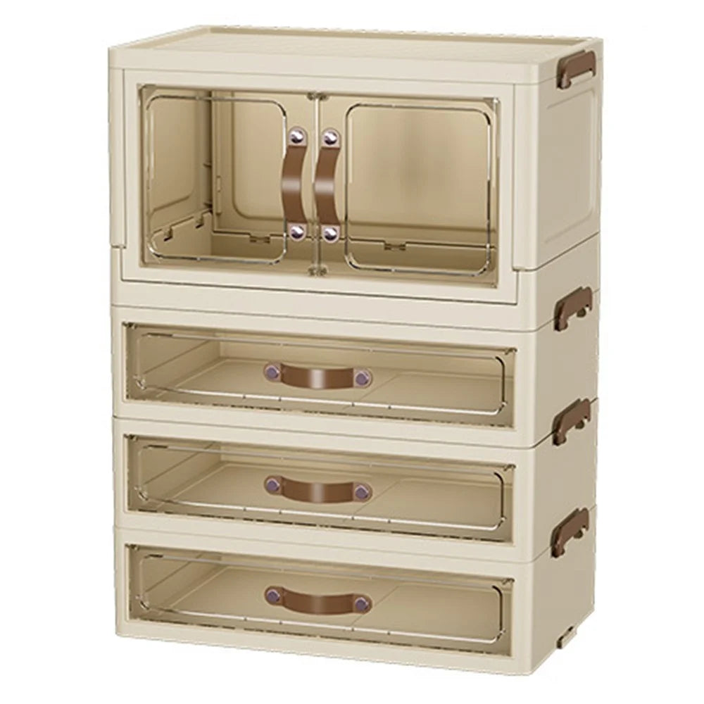 1-Layer Cabinet + 3-Layer Drawer Desktop PP Organizer Transparent Door Stationery Cosmetics Storage Box - 1