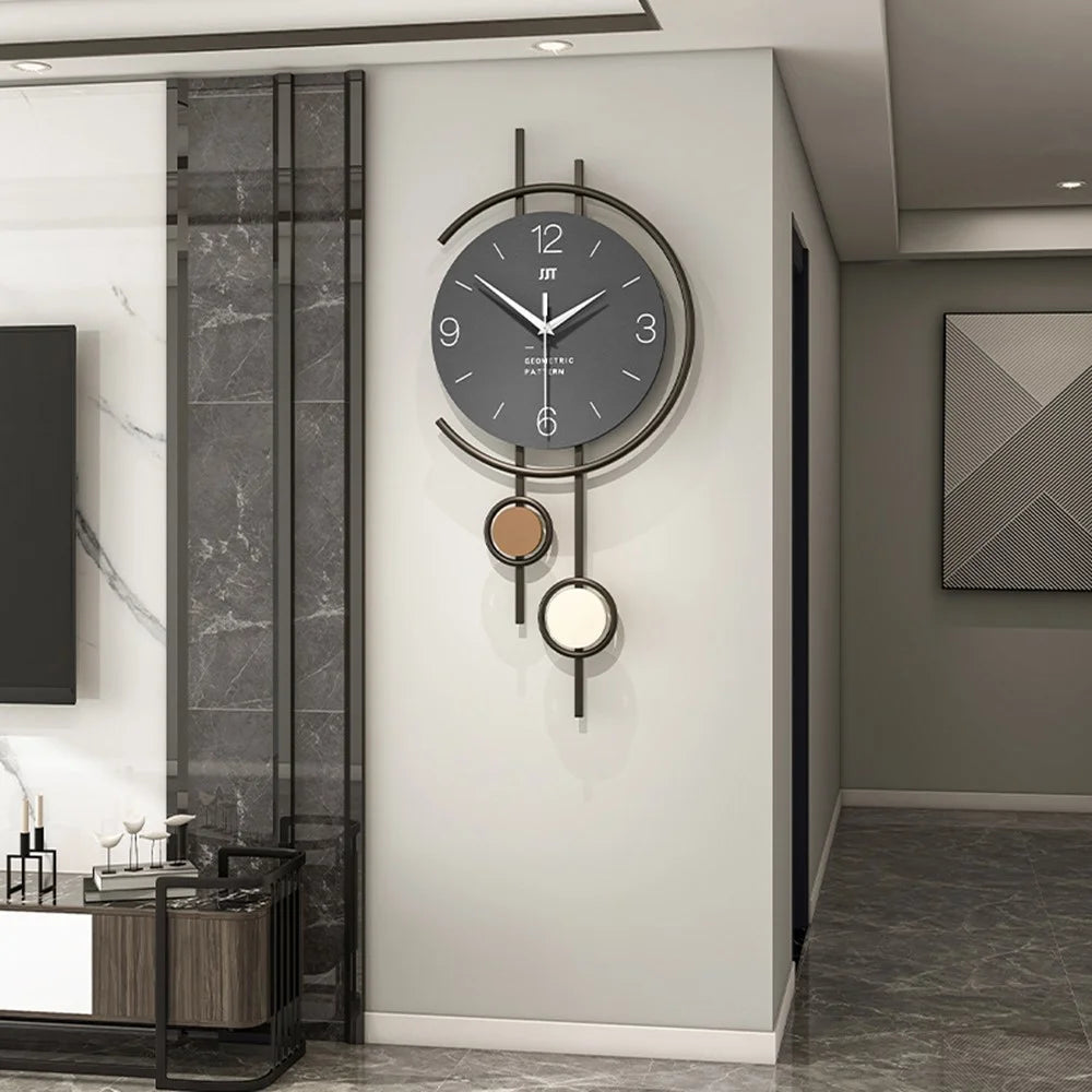 26 x 60cm Luxury Wall Clock Metal Hanging Silent Clock for Living Room / Dining Room Decor - 2