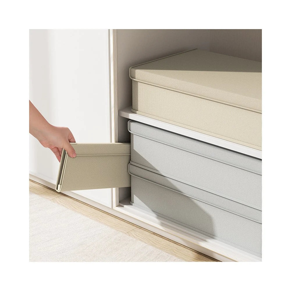 Underwear Organizer Box 13 Compartments Foldable Drawer Divider with Lid for Socks Bras Clothes Storage - Light Grey - 2