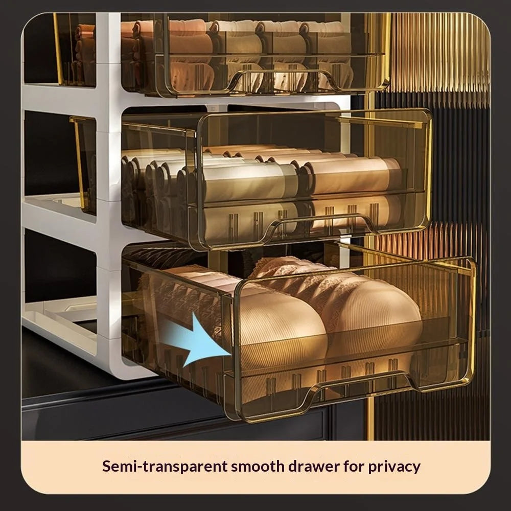 4-Layer Drawer Organizer Box Underwear Socks Storage Case Semi-Transparent Compartmented for Bedroom - 6
