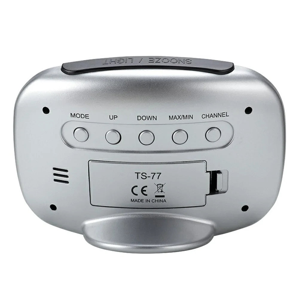 TS-77 Wireless Color Weather Station Indoor Outdoor Thermometer Hygrometer Alarm Clock 3 Sensors Weather Monitoring Clocks - Silver - 2