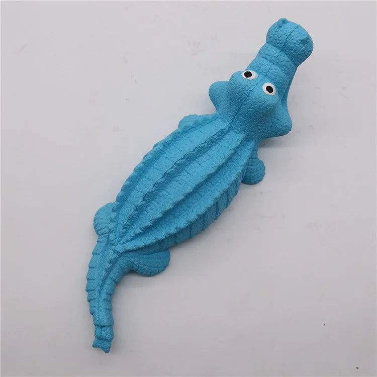 Crocodile Shape Natural Rubber Squeaky Pet Teeth Massage Toy Dog Chewing Bite Playing Sound Toy - Blue - 5