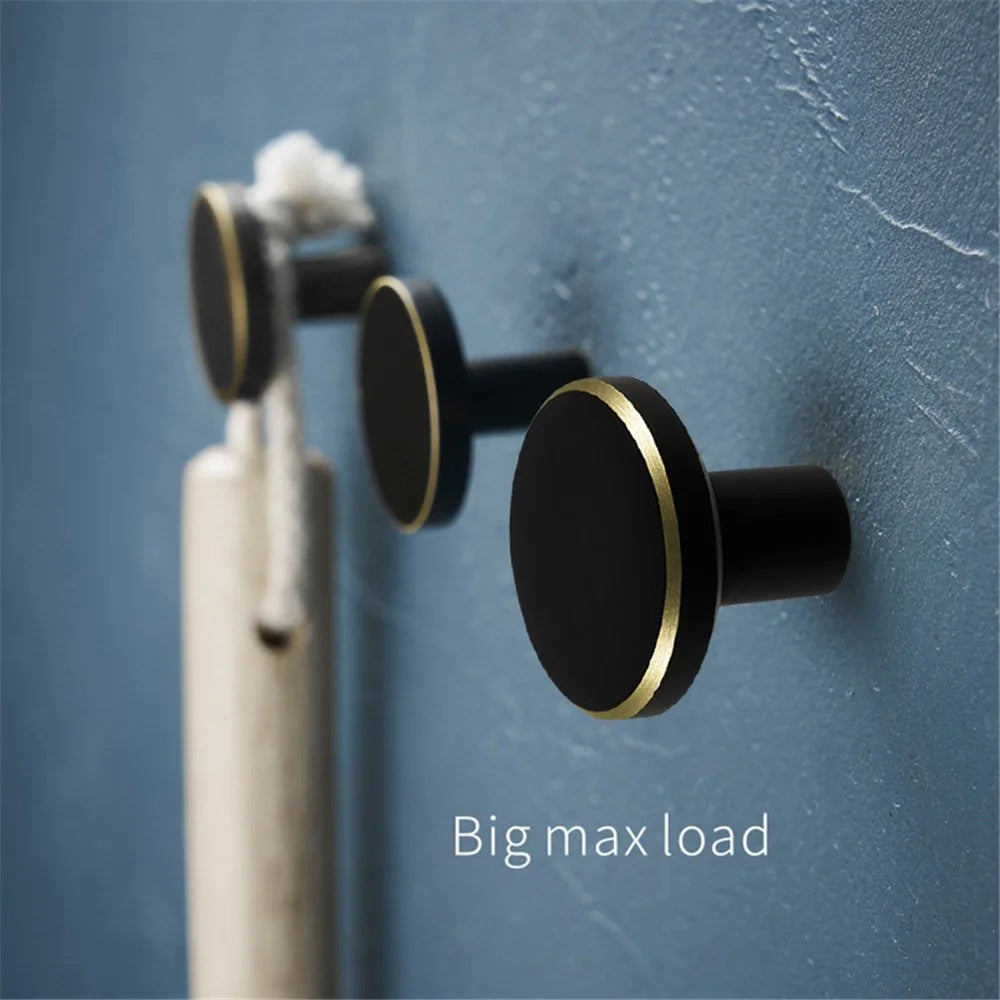 TA-00081 Small Round Brass Decorative Wall Hook Wall Mounted Hanger for Towel Coat Clothes - Gold/Black - 3