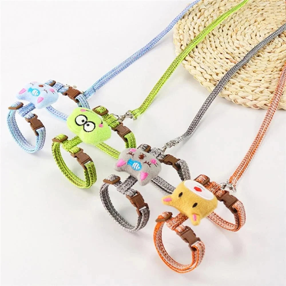 Size M Cartoon Animal Decor Adjustable Dog Cat Walking Lead Leash Nylon Pet Harness Leash - Blue - 7