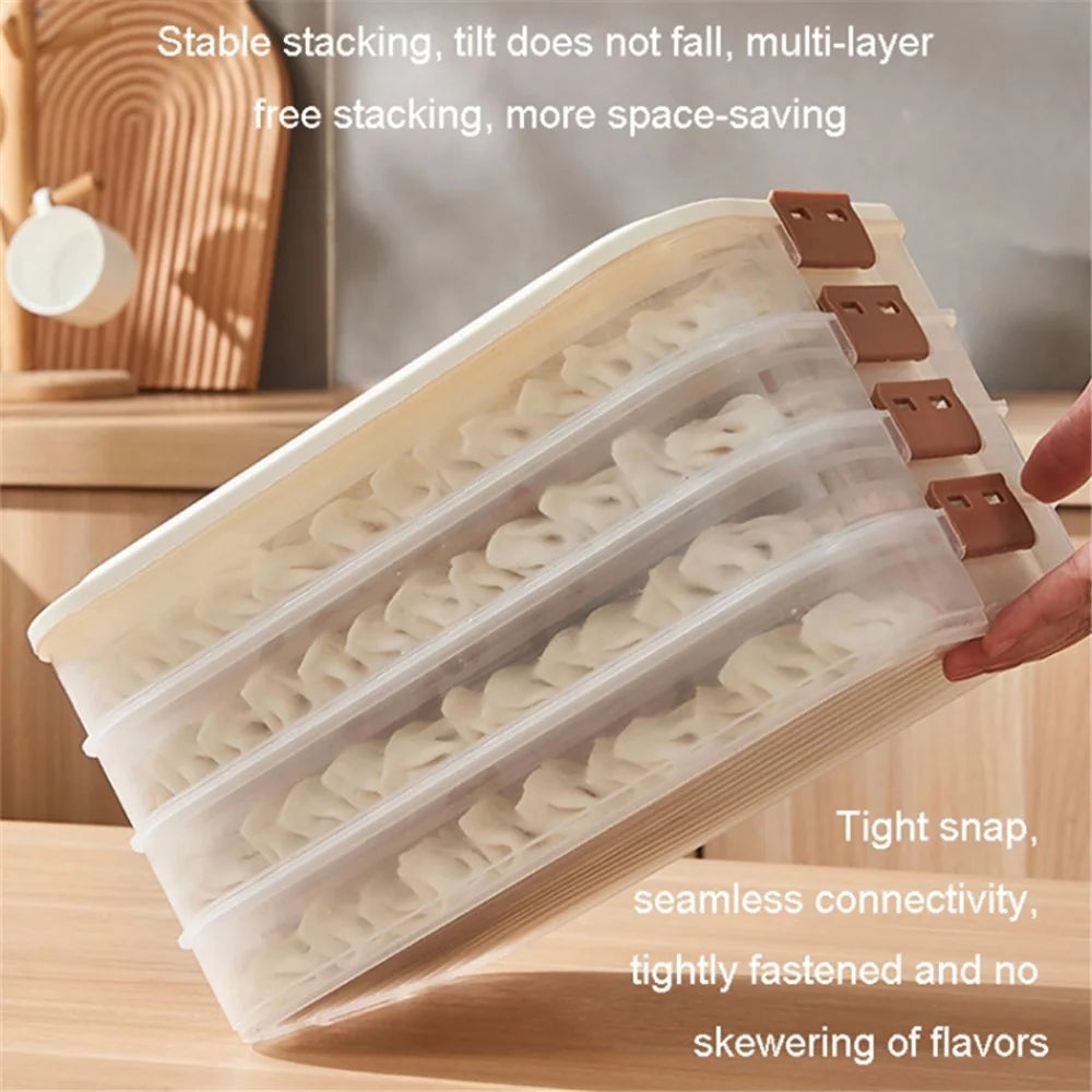 3-Layer Dumpling Steamed Bun Storage Box PP5 Dumpling Freezer Storage Box with Lid (BPA Free, No FDA Certification) - 3