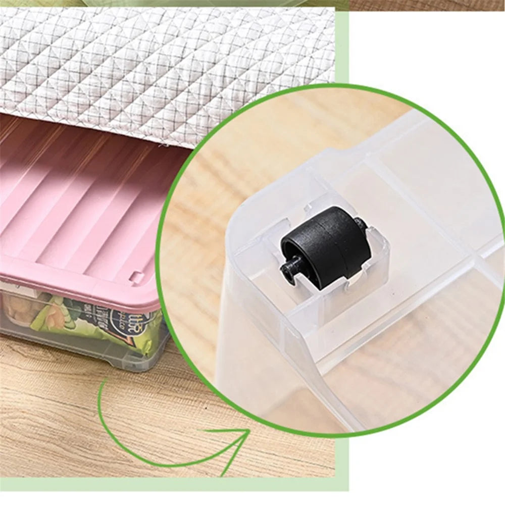 50L Clear Stackable Pulley Box Plastic Underbed Storage Box Household Clothes Quilt Organizer, Size XL - 6