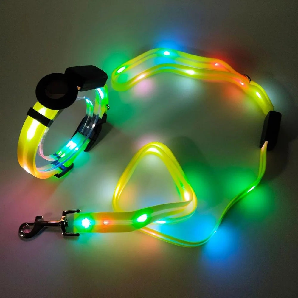 For AirTag Tracker Protective Case Set, LED Pet Collar with Rope, Bell, Film (M Size) - Yellow - 2