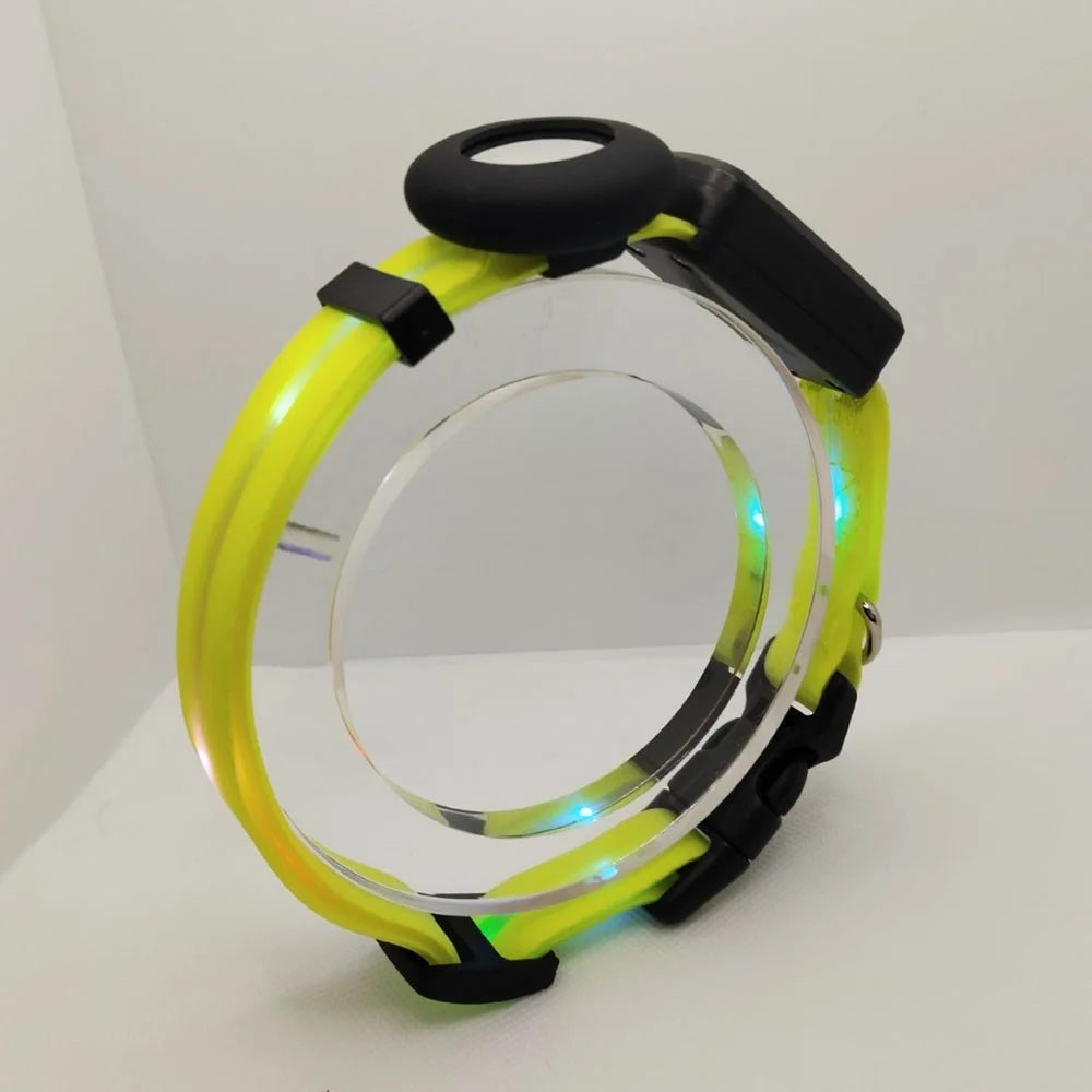 Size S For AirTag Tracker Luminous Pet Collar Set with Silicone Case, Bell, Screen Protectors - Yellow - 2