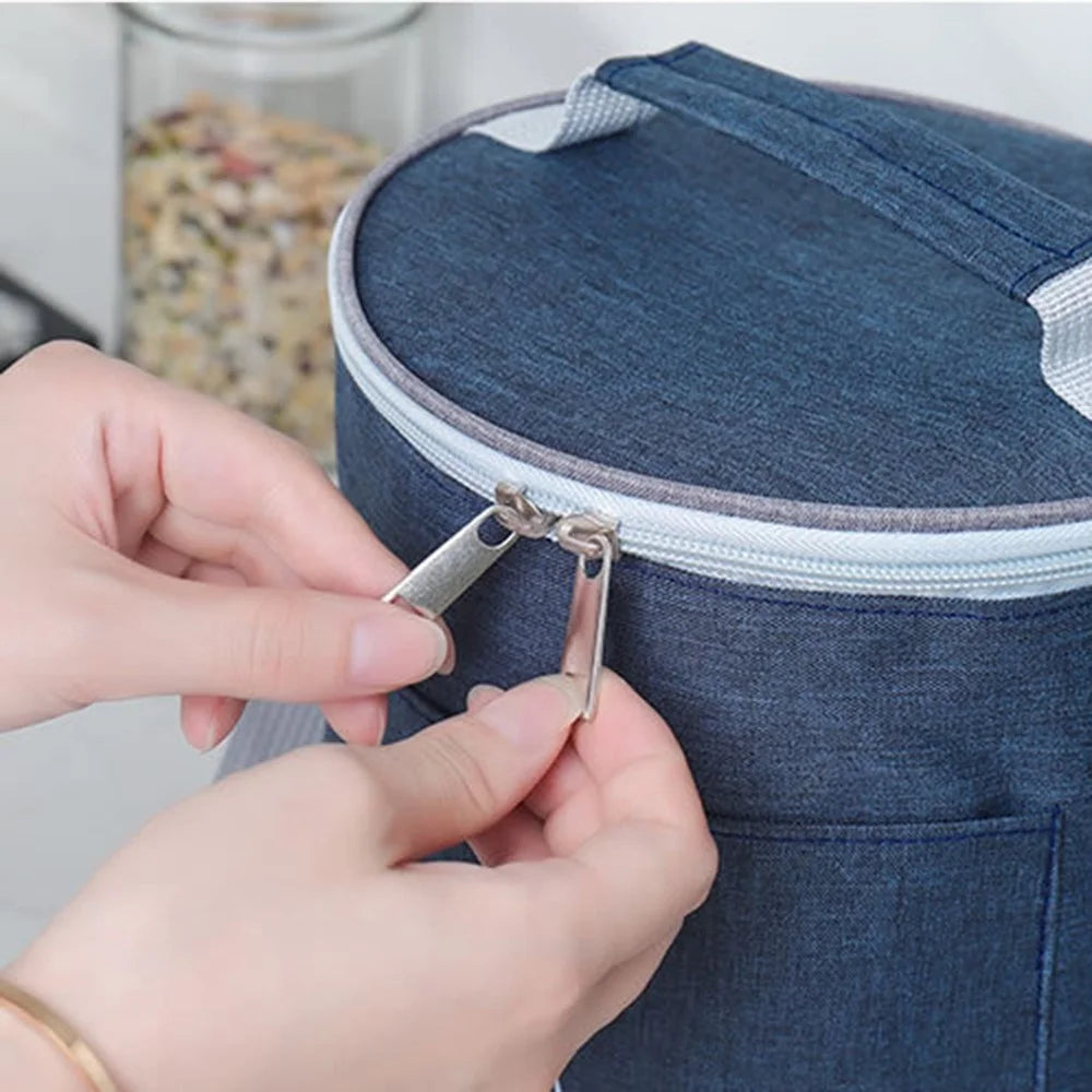 Oxford Cloth Thermal Insulation Lunch Bag Leakproof Lunch Tote Bag Food Container, Size: M - Navy Blue - 5