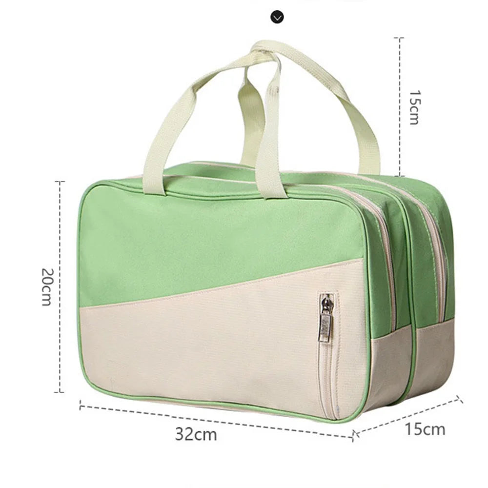Portable Waterproof Nylon Travel Handbag Clothes Shoes Storage Sports Swimming Beach Bag - Rose Red/Blue - 6