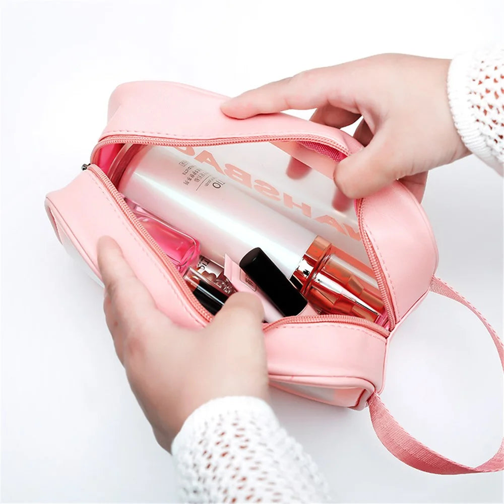 PVC Cosmetics Bag Toiletry TPU Bag Travel Bag Waterproof Aboard Bag for Travel Gifts and Daily Use, Size: S - Pink - 4