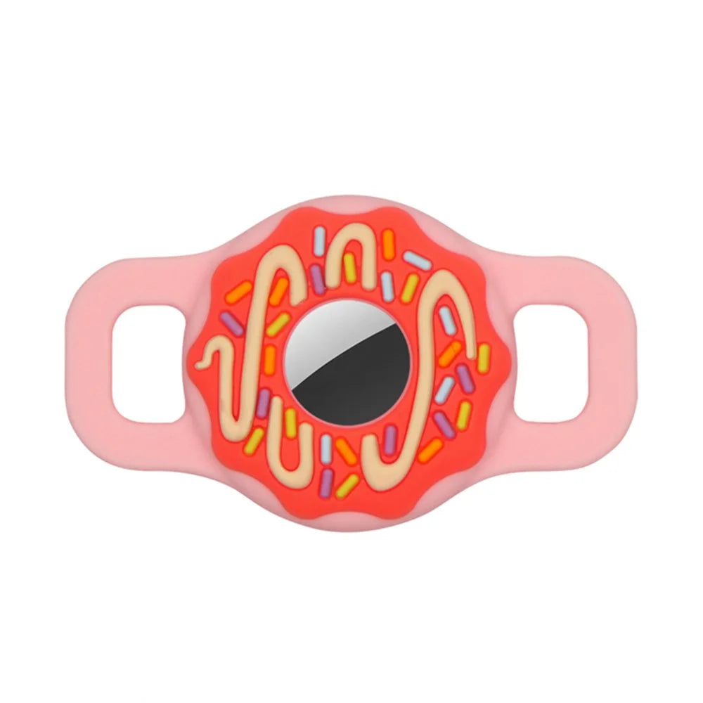 Doughnut Silicone Cover for AirTag Bluetooth-compatible Tracker Protective Case for Dogs/Cats Pets (Size: S) - Pink - 2
