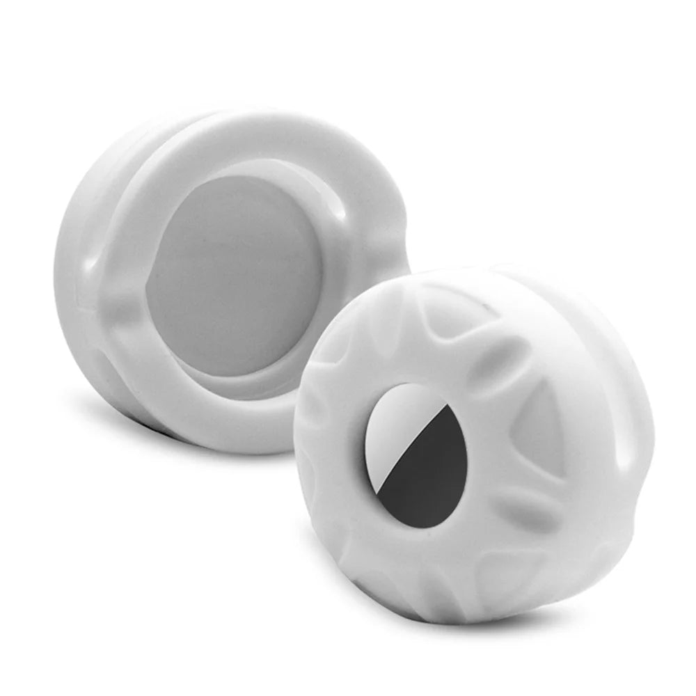 For Apple AirTag Protective Case Dog Cat Tracker Silicone Cover Anti-lost Pet Collar Soft Silicone Shell (Size: L) - White - 1