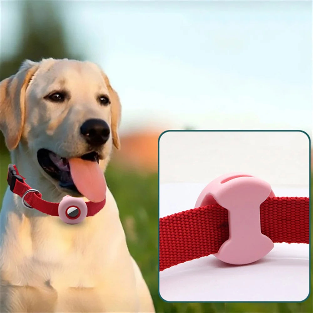 For Apple AirTag Protective Case Dog Cat Tracker Silicone Cover Anti-lost Pet Collar Soft Protection Shell, Size S - Purple / Red - 2