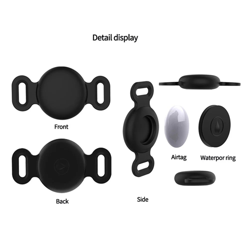 For AirTag Pet Collar GPS Tracker Cover Noctilucent Waterproof Silicone Cover, Size S - Black - 2