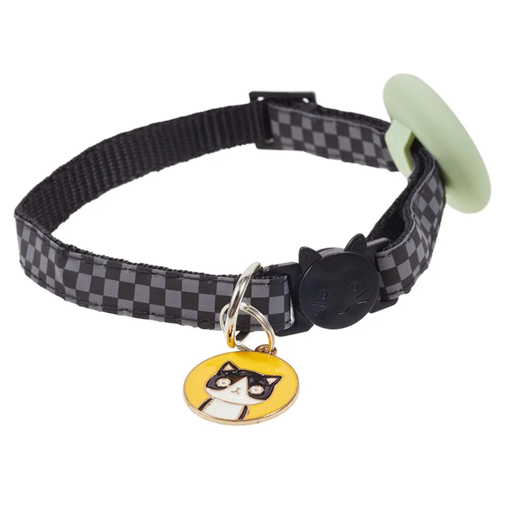 Soft Nylon Dog Collar for AirTag Reflective Adjustable Pet Collar with Silicone Case and Pendant - Avocado Green - 2