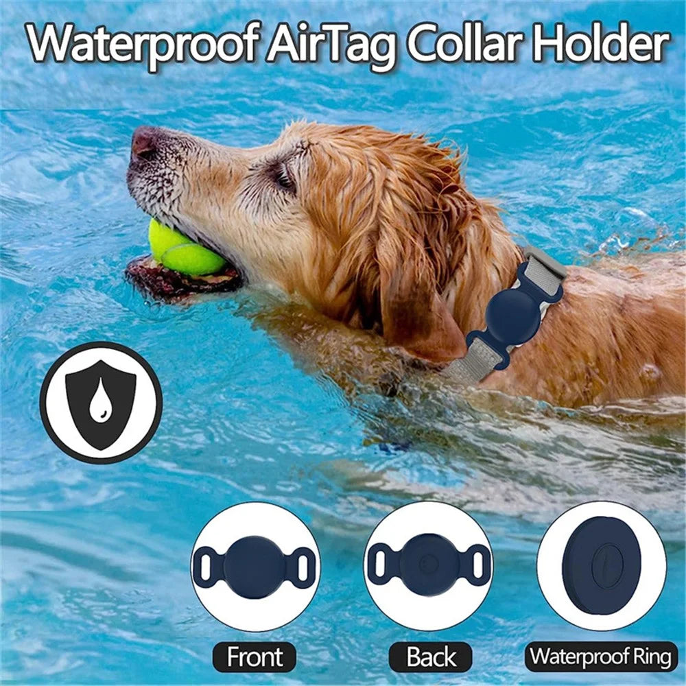 Protective Sleeve for AirTag Pet Collar Anti-lost Locator Tracker Silicone Case, Size M - Midnight Blue - 2