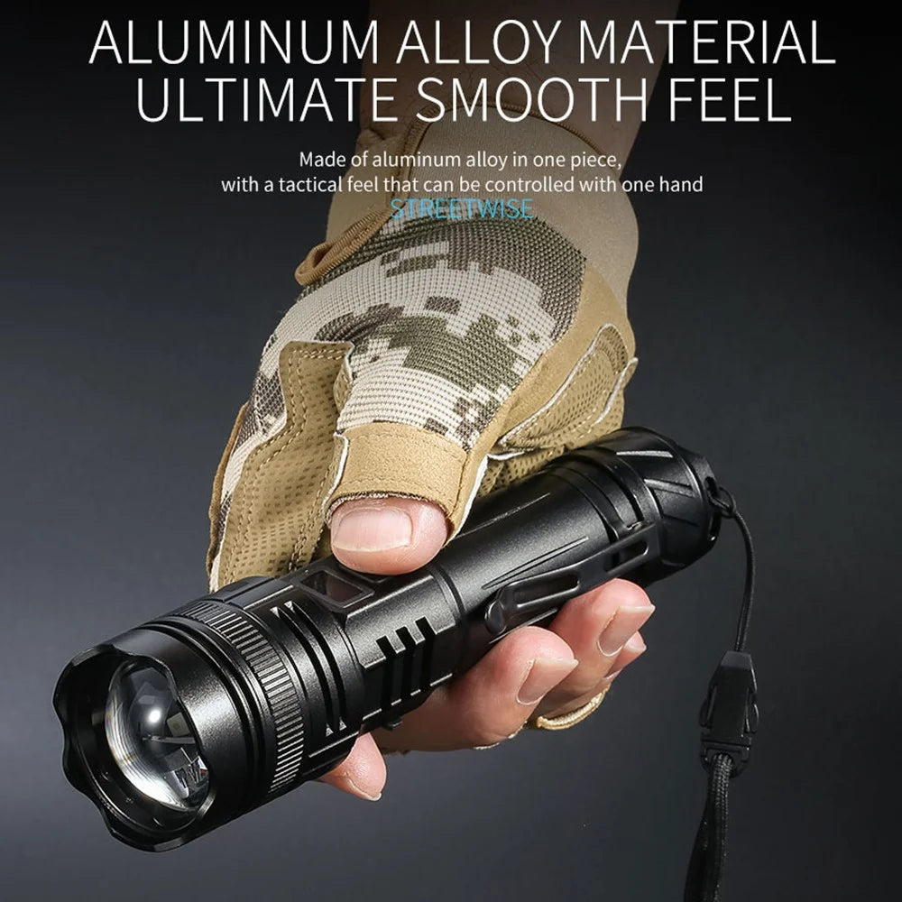 A065-Laser Home Outdoor Flashlight 20W Purple Light Portable LCD Display Flashlight (No Battery) - 4