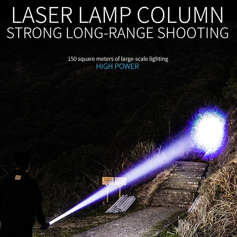 A065-Laser Home Outdoor Flashlight 20W Purple Light Portable LCD Display Flashlight (No Battery) - 7