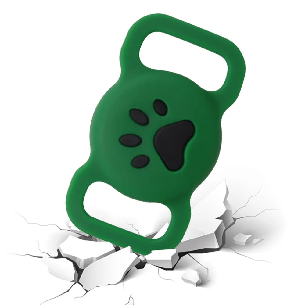 Size L Protective Cover for AirTag Paw Pattern Bluetooth-compatible Tracker Pet Collar Anti-lost Silicone Case - Black - 2