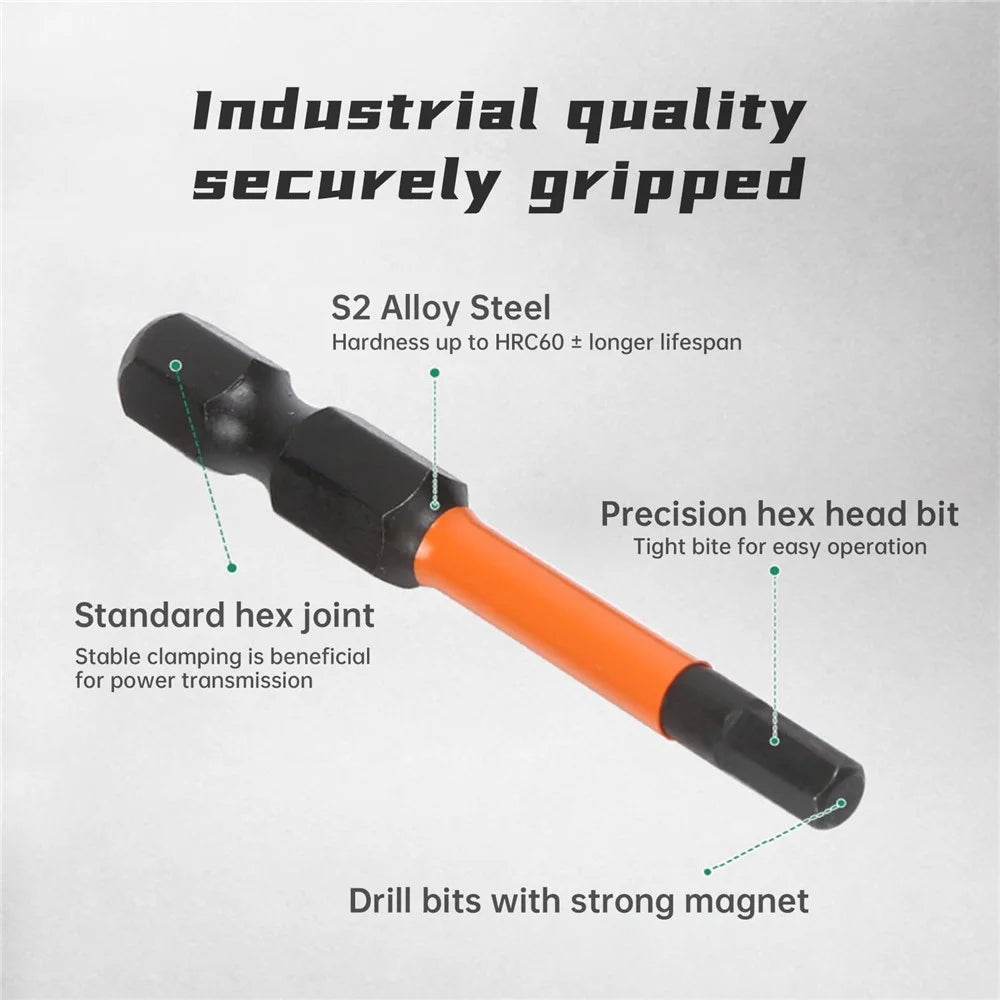 20Pcs Metric and Imperial S2 Alloy Steel Magnetic Hex Screwdriver Bits Set, Length: 50mm - 2