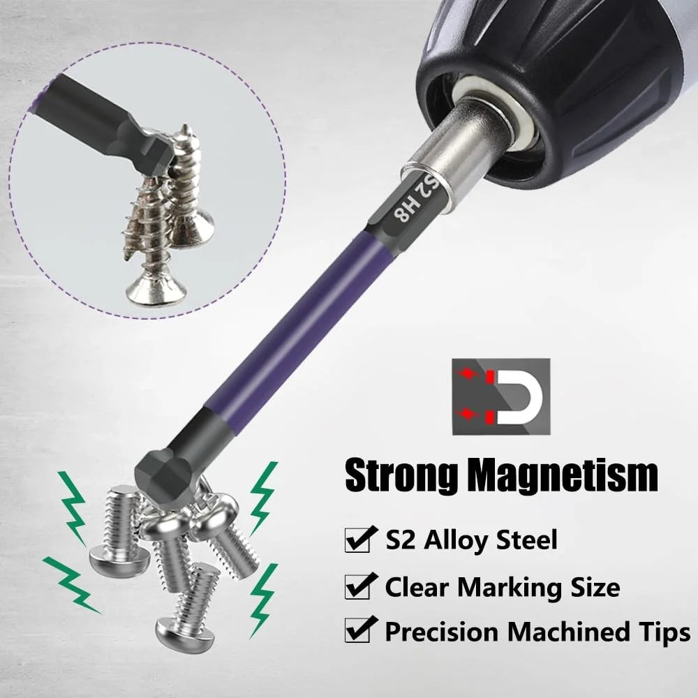 13Pcs / Set 1 / 4 Inch Shank S2 Alloy Steel Hexagonal Ball End Screwdriver Bits with Dual Head Socket - 4