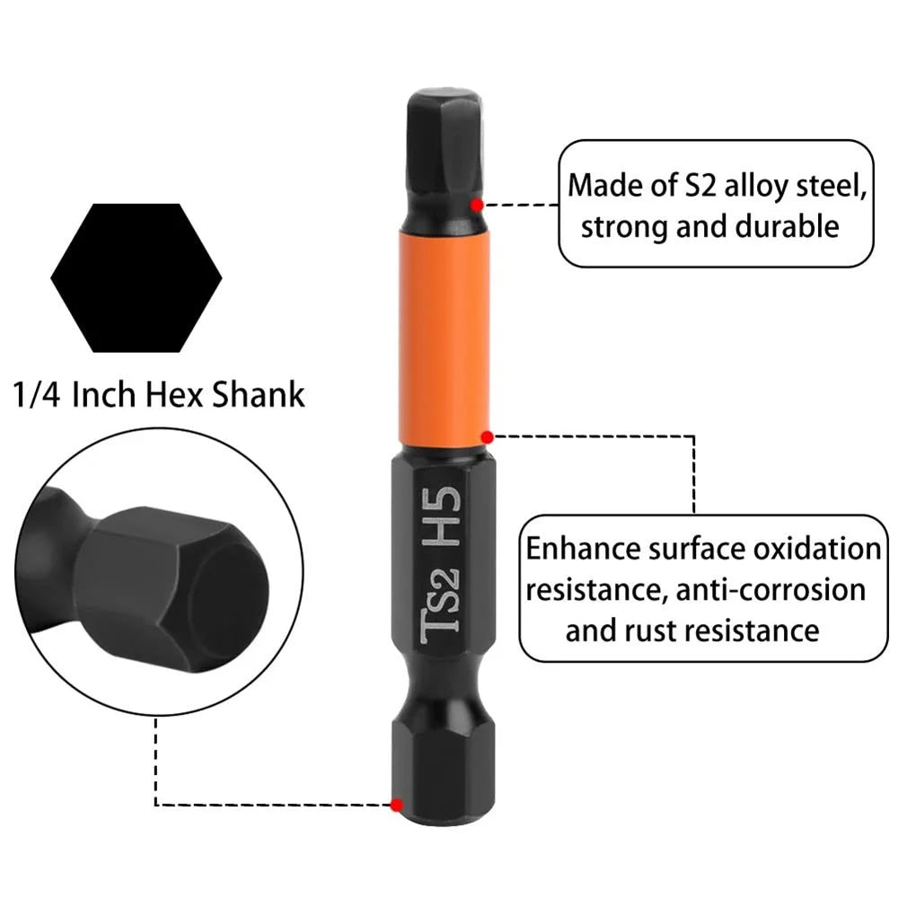 7PCS 50mm Screw Driver Bit Set 1.5mm 2mm 2.5mm 3mm 4mm 5mm 6mm Hex Head Allen Wrench Drill Bit Set - 2