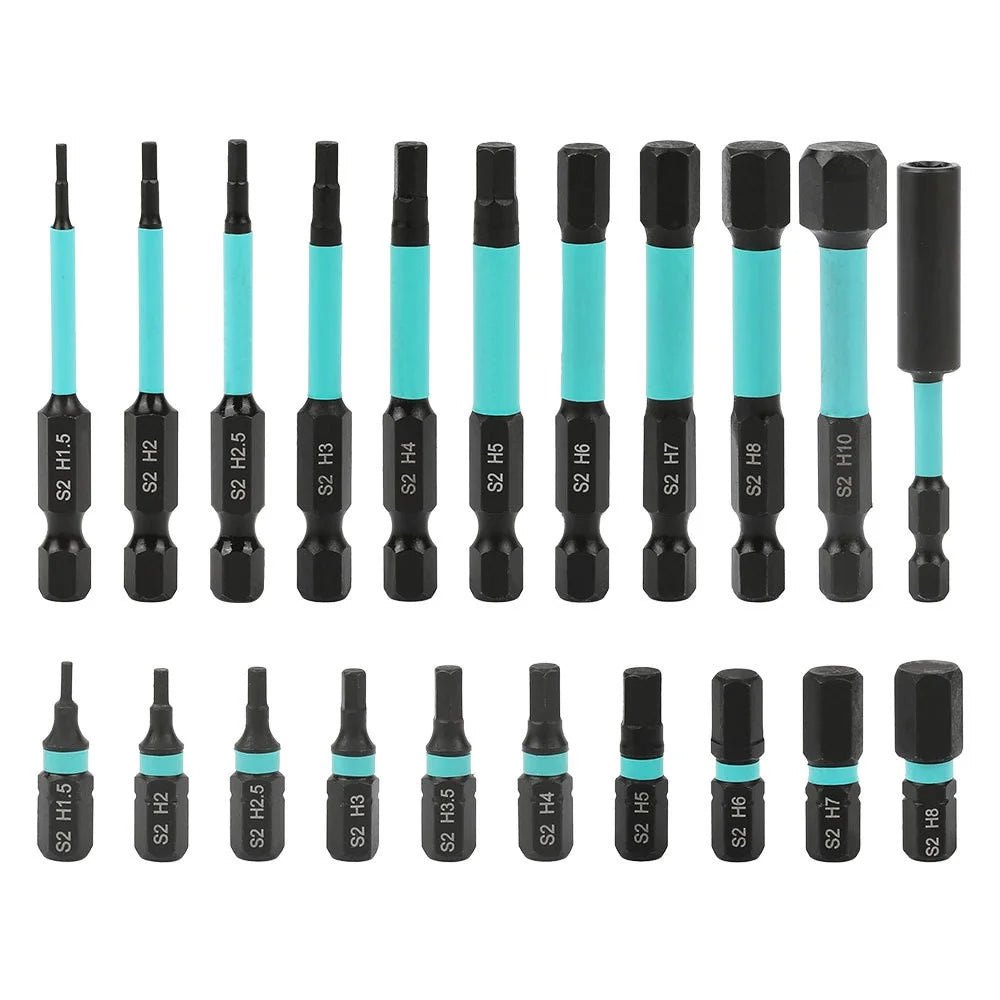 22Pcs / Set 1 / 4 Inch Hex Shank Magnetic Screwdriver Bits Set with Extension Bar and Mini Ratchet Wrench - 2
