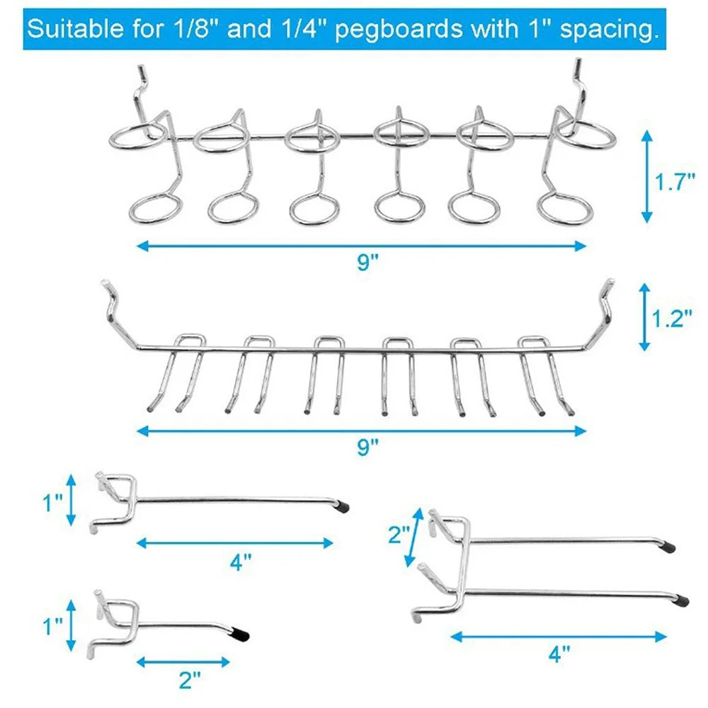 4 Storage Boxes with 80 Pegboard Hooks Multipurpose Wall Mount Organizer Tool Hanger Kit - 5