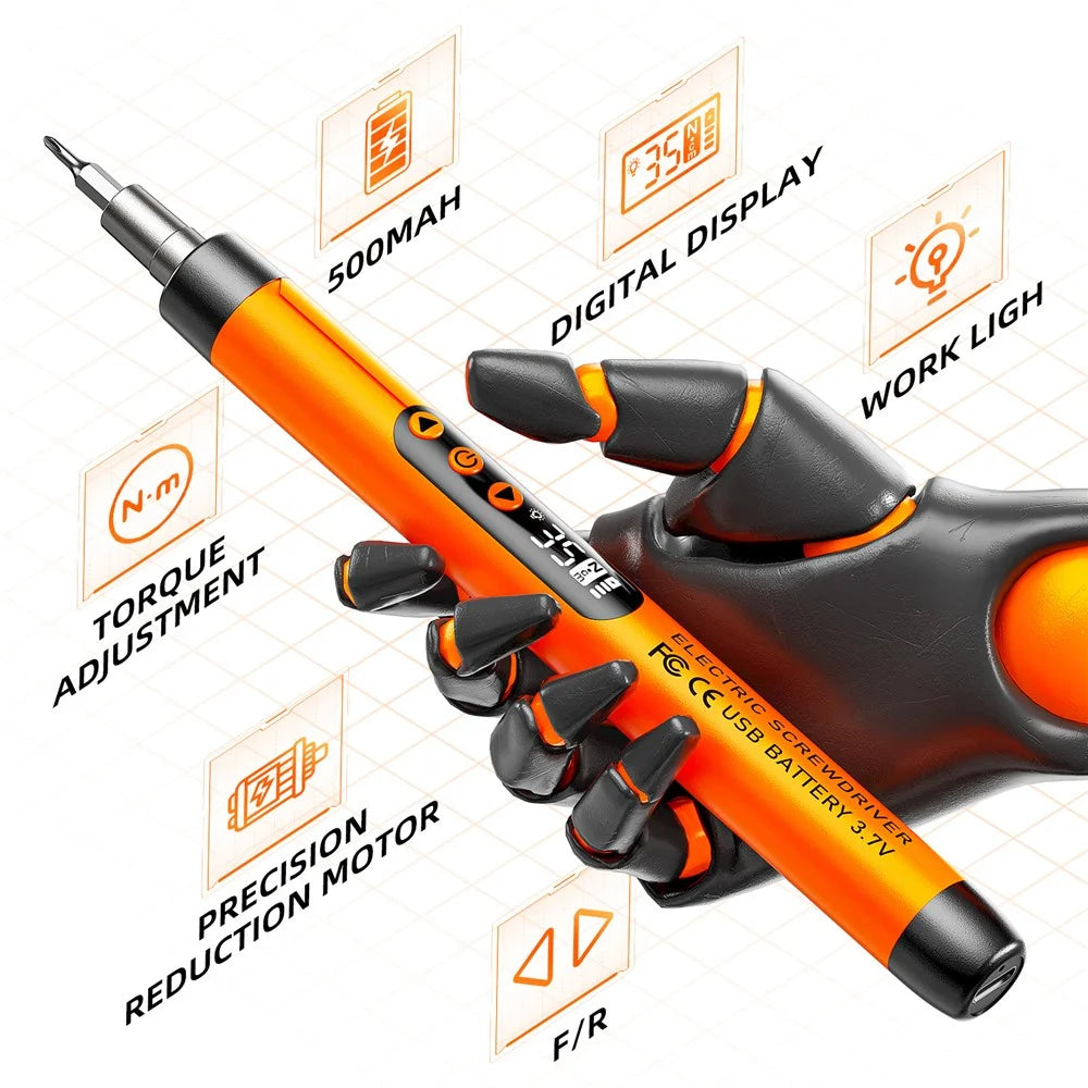 47 in 1 Electric Screwdriver Set Digital Display USB Rechargeable PC Phone Repair Tool Kit - Orange - 6