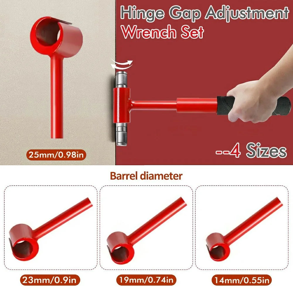 4 in 1 Door Hinge Gap Adjustment Tool 14-25mm Socket Wrench Set for Home Door Repair - 4