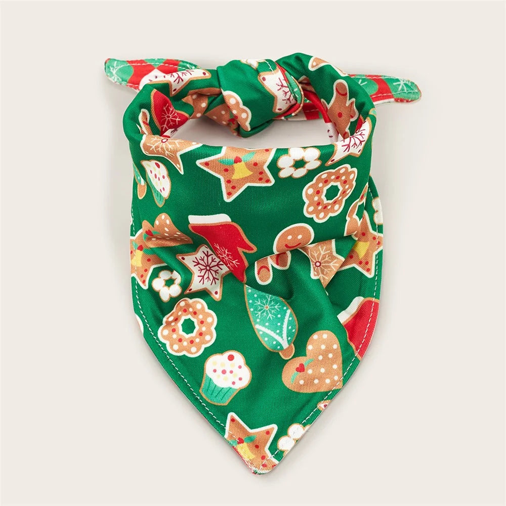 Christmas Dog Bandanas Pet Bib Bandanas Pet Scarf Gift Washable Dog Bib Costume [Size: M / L] - Biscuit - 6