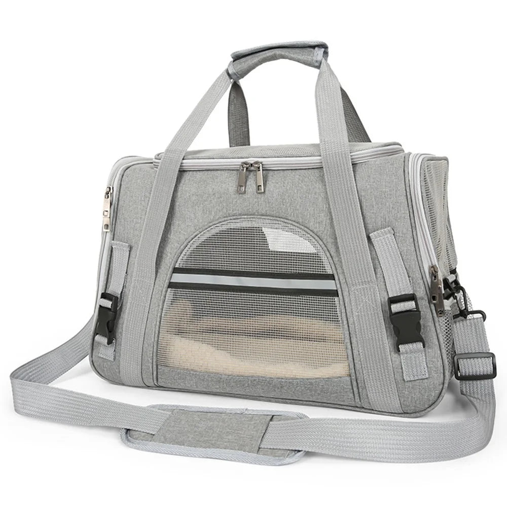 Portable Pet Carrier Shoulder Bag Breathable Oxford Cloth Travel Handbag for Cats Dogs Gift - Grey - 1