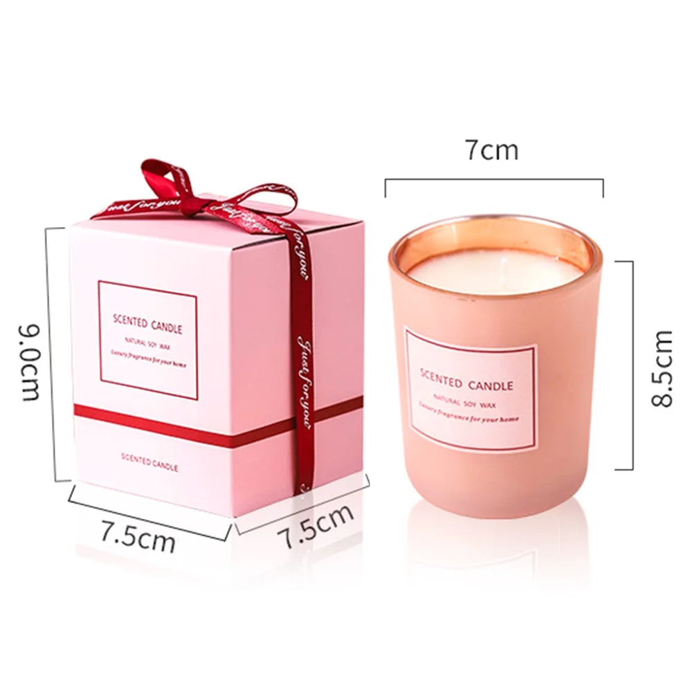 XY187 Electroplating Pink Glass Jar Fragrance Scented Candle Home Decor Gift Soy Wax Aromatherapy Candle - Gardenia - 7