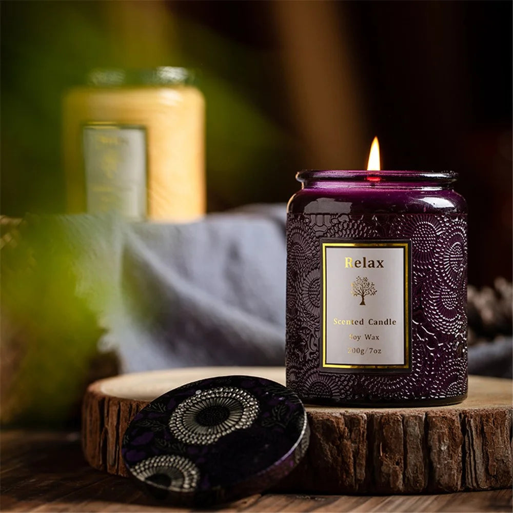 XY-_MG_2451 Scented Candle 40H Long Lasting Soy Wax Glass Jar Candle Aromatherapy Gift - Juniper / Lavender - 2