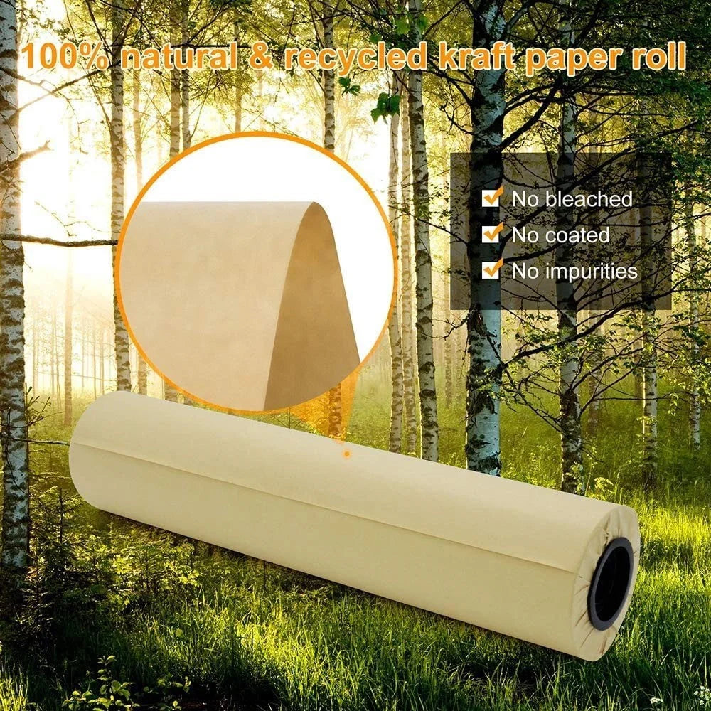 38cm Width Kraft Paper DIY Gift Wrapping Moving Supplies Craft Packing Roll, Length: 10m - Light Brown - 2